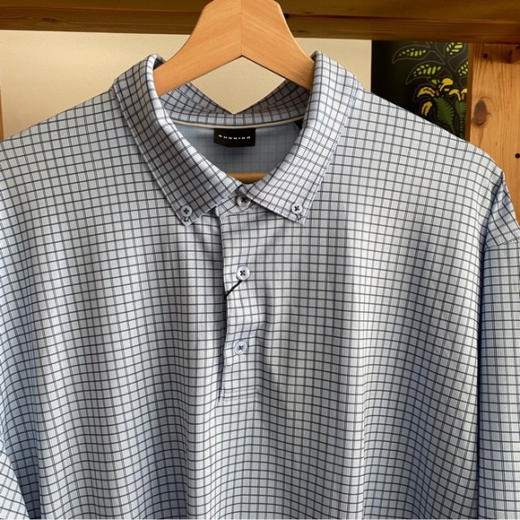 Dunning Golf Blue Windsurfer Windowpane Plaid Chadwick Ventilated Polo Shirt XL - Picture 5 of 14